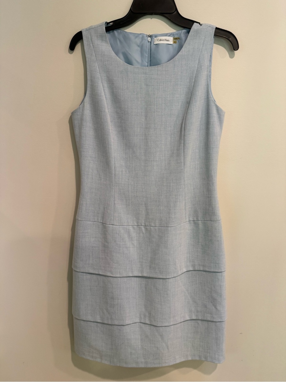 Calvin Klein Light Blue Sleeveless Tiered Sheath Dress Formal Special Occ. Sz 8 - Picture 1 of 4